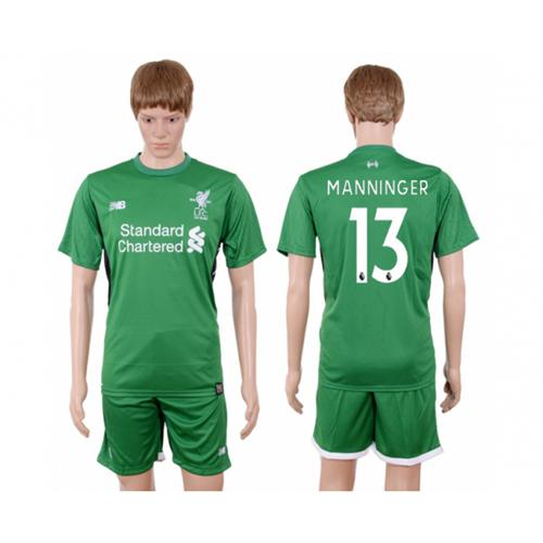 Liverpool #13 Manninger Green Goalkeeper Soccer Club Jersey